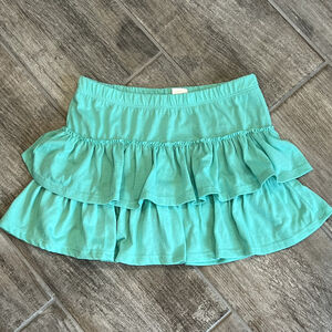 Green Soda Girls Skirt Skort Aqua Blue Ruffle Layered Pull On Casual Cute MD 7/8